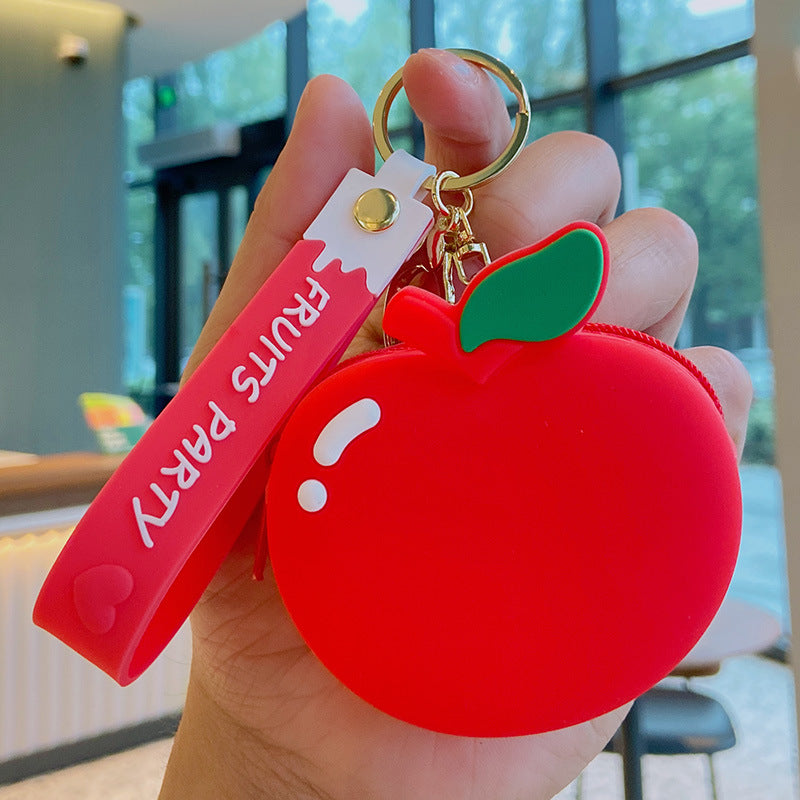 Wholesale Avocado Strawberry Cute Fruit Silicone Coin Purse Keychain